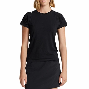 RLX Ralph Lauren Women's Stretch Crew Tee - Polo Black Reinforced Shoulders
