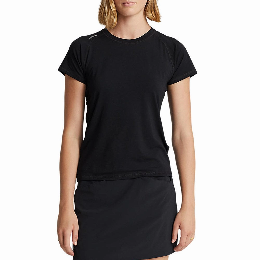 RLX Ralph Lauren Women's Stretch Crew Tee - Polo Black Reinforced Shoulders