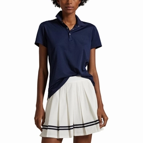 RLX Ralph Lauren Women's Tour Performance Golf Shirt?- Navy Dimensional Stability Weave Monochrome Style