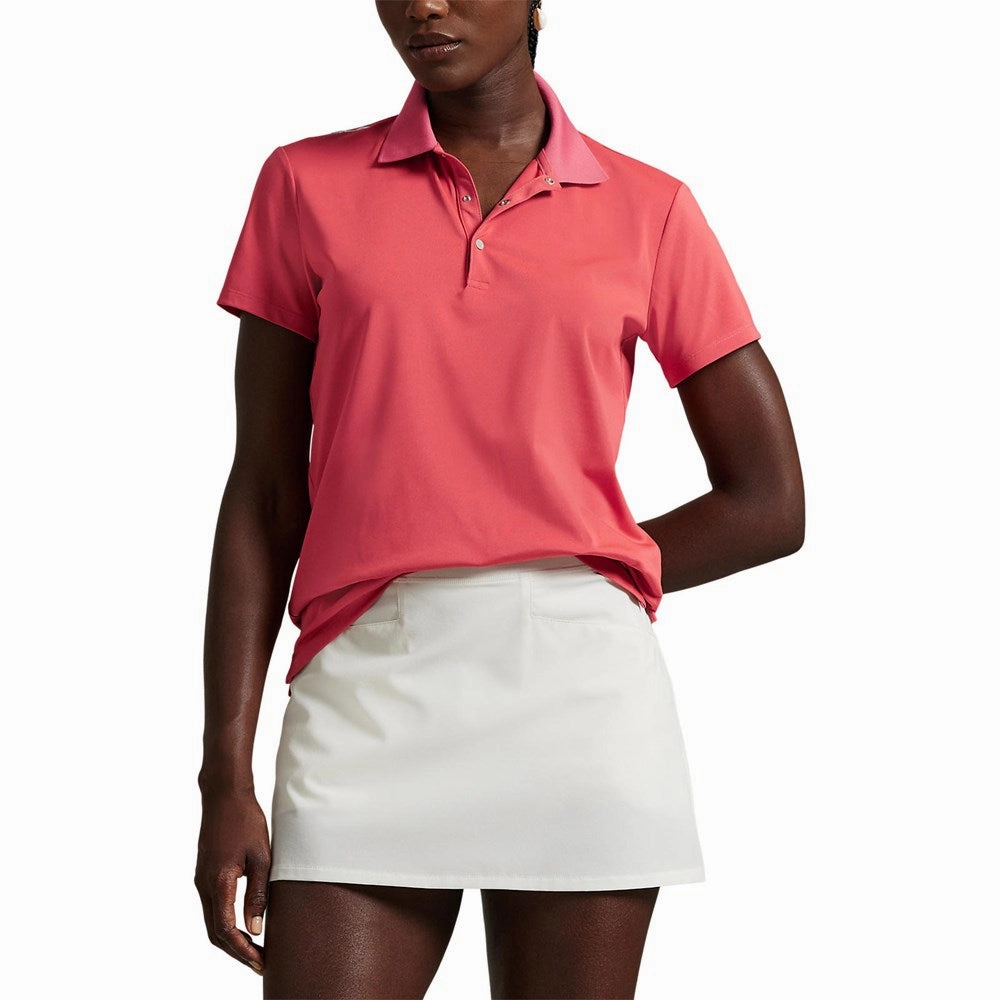 Striped Design RLX Ralph Lauren Women's Tour Performance Golf Shirt?- Red Sky