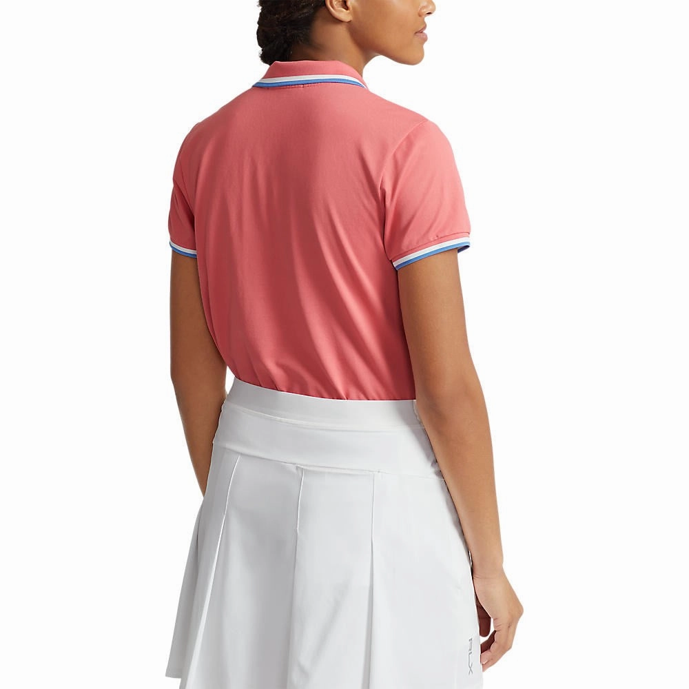 RLX Ralph Lauren Women's Tour Pique Golf Shirt - Desert Rose/White/Hatteras Blue Urban Explorer AntiPilling Technology