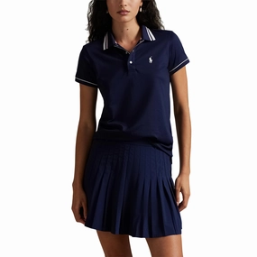 Tailored Silhouette RLX Ralph Lauren Women's Tour Pique Polo Shirt - Navy/White/Garden Pink