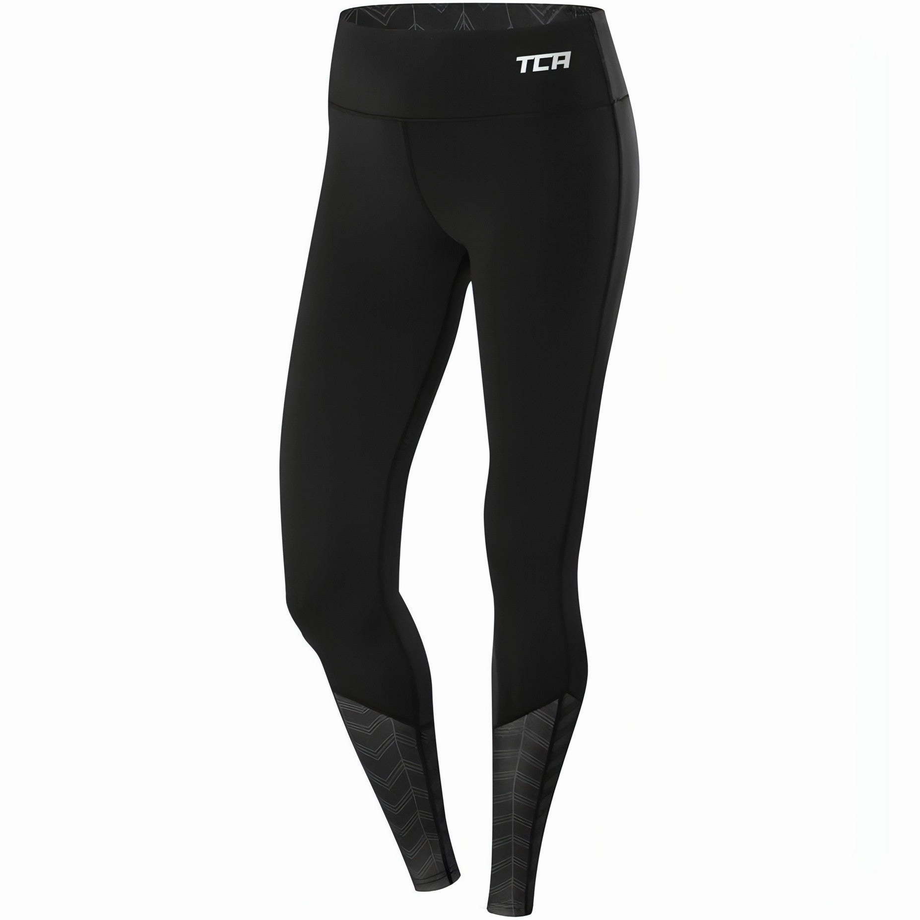 TCA Impulse Printed Womens Long Running Tights - Black Breathable-fabric-quality Compression-effect