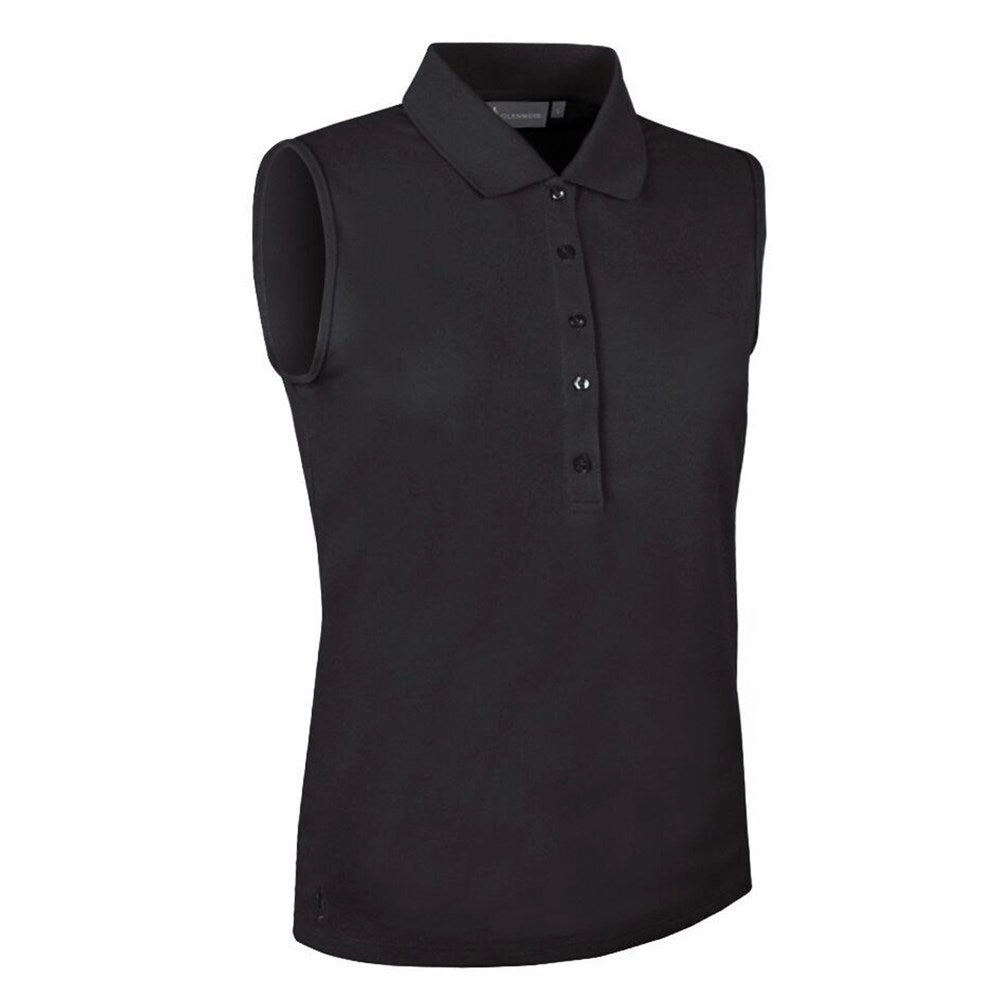 Gym To Office Durable Fabric Glenmuir Women's Jenna Sleeveless Golf Shirt - Black