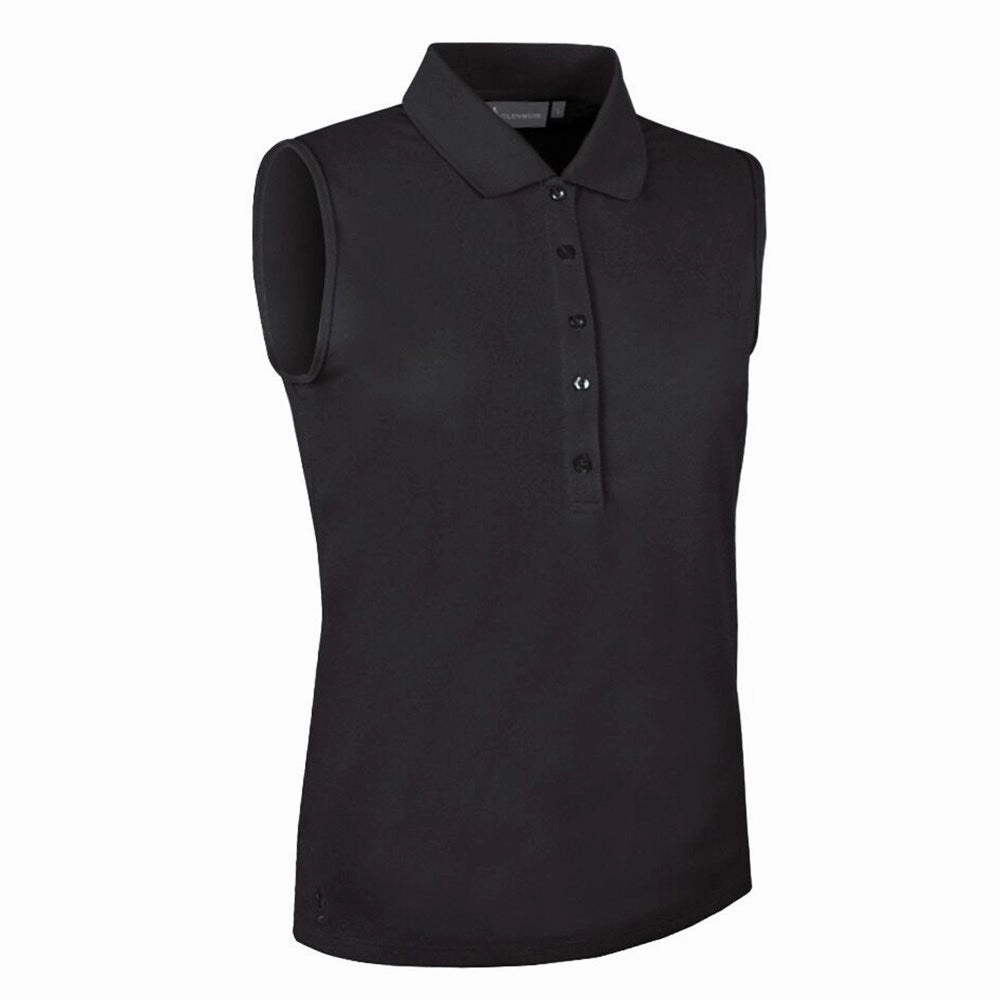 Glenmuir Women's Jenna Sleeveless Golf Shirt - Black Tailored Silhouette Optimal Airflow Texture