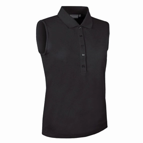 Glenmuir Women's Jenna Sleeveless Golf Shirt - Black Flatlock stitching