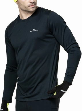 Ronhill Core Long Sleeve Mens Running Top - Black Mountainous area