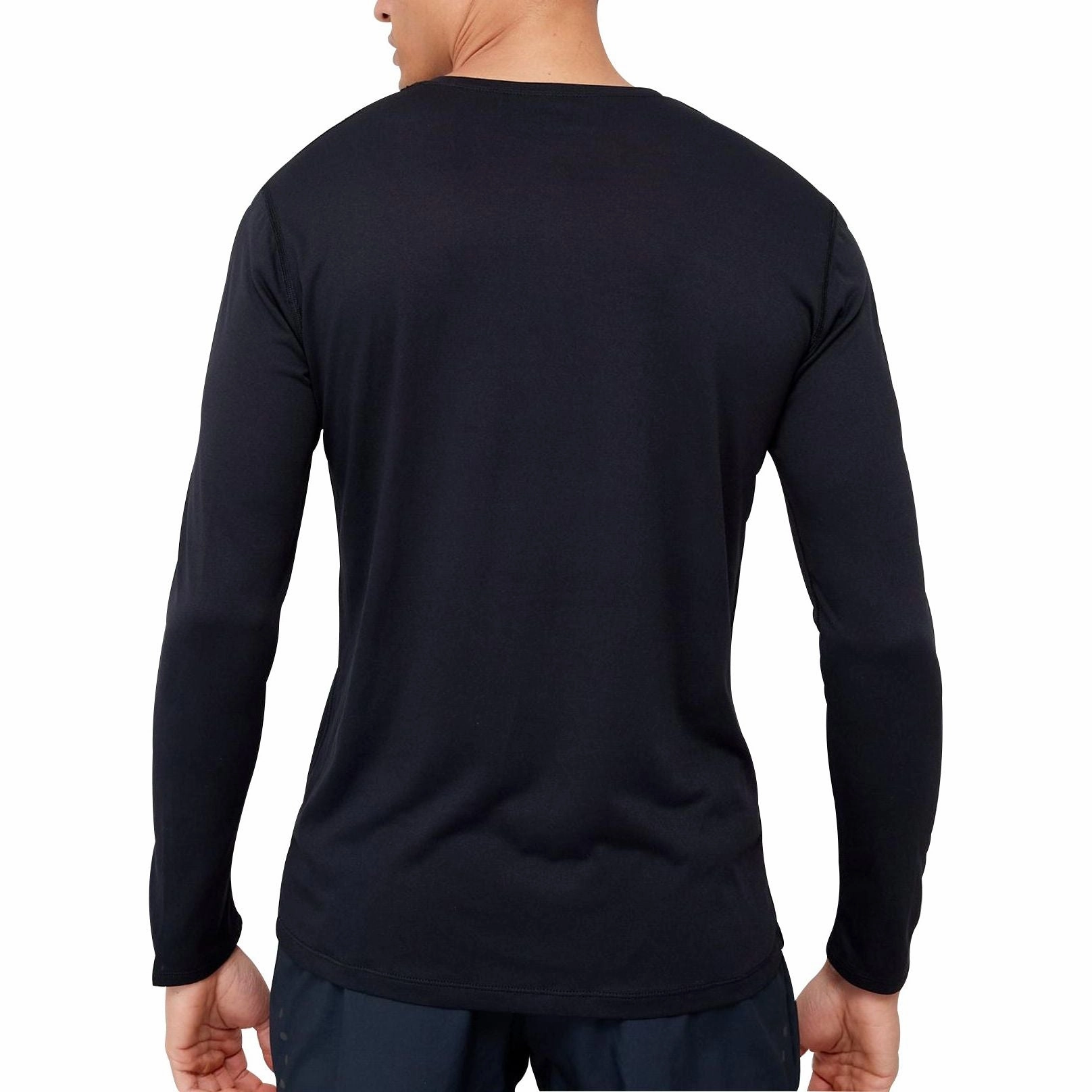 nylon Stretch Enhanced Collar Ronhill Core Long Sleeve Mens Running Top - Black