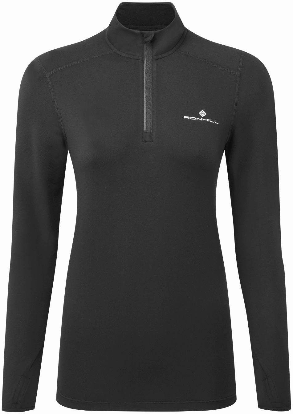 Ronhill Core Thermal Half Zip Long Sleeve Womens Running Top - Black Hand washable