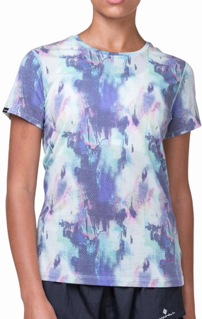Ronhill Golden Hour Short Sleeve Womens Running Top - Blue Effortless Layer