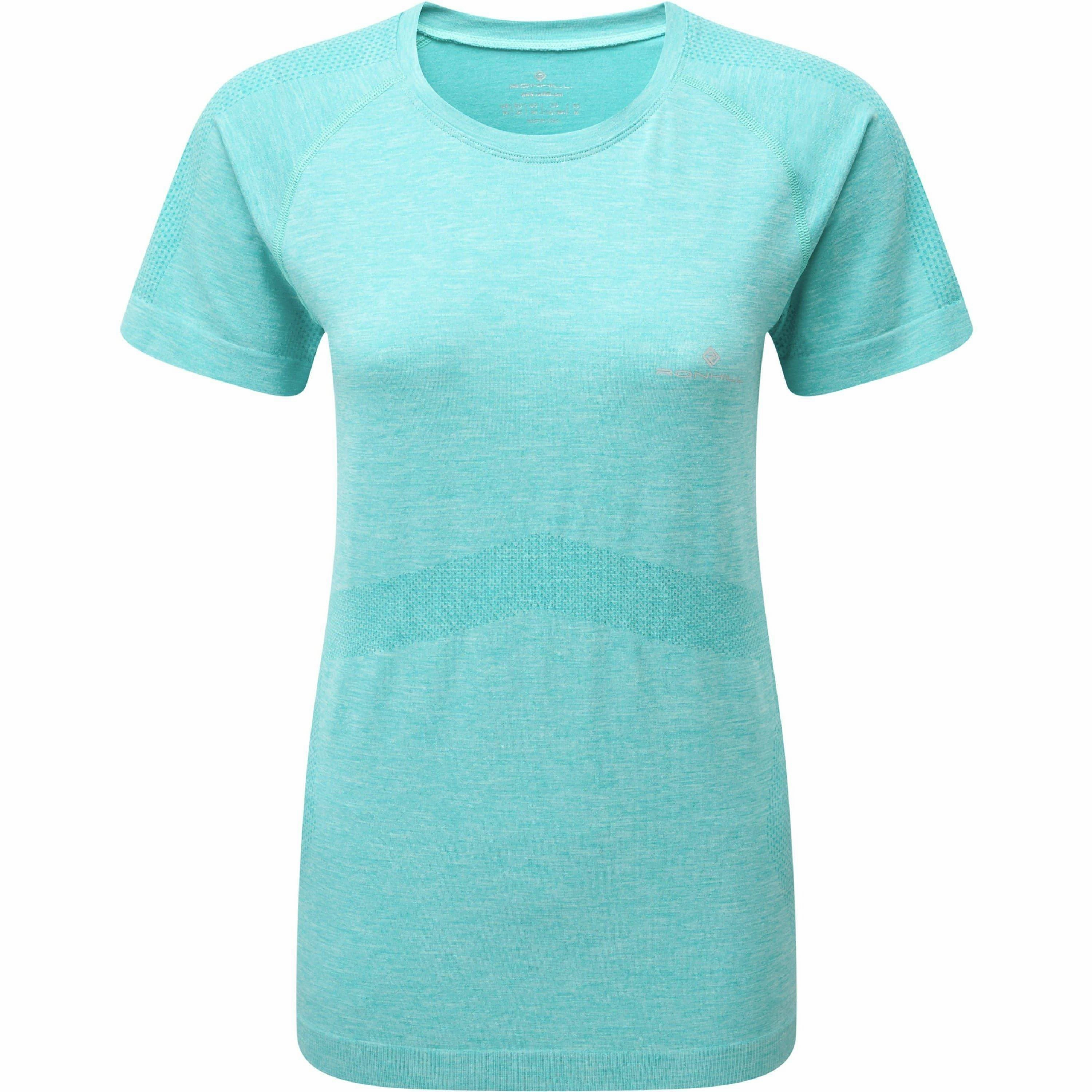 Ronhill Infinity Marathon Short Sleeve Womens Running Top - Blue UltraSoft Brushed Lining Tear Resistant Reinforcement