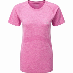 Fun and Relaxed Ronhill Infinity Marathon Short Sleeve Womens Running Top - Pink