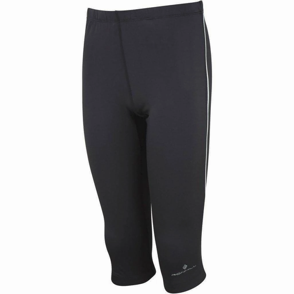 Ronhill Pursuit Junior 3/4 Capri Running Tights - Black Turned-up hem Work-clothes-feature-attribute