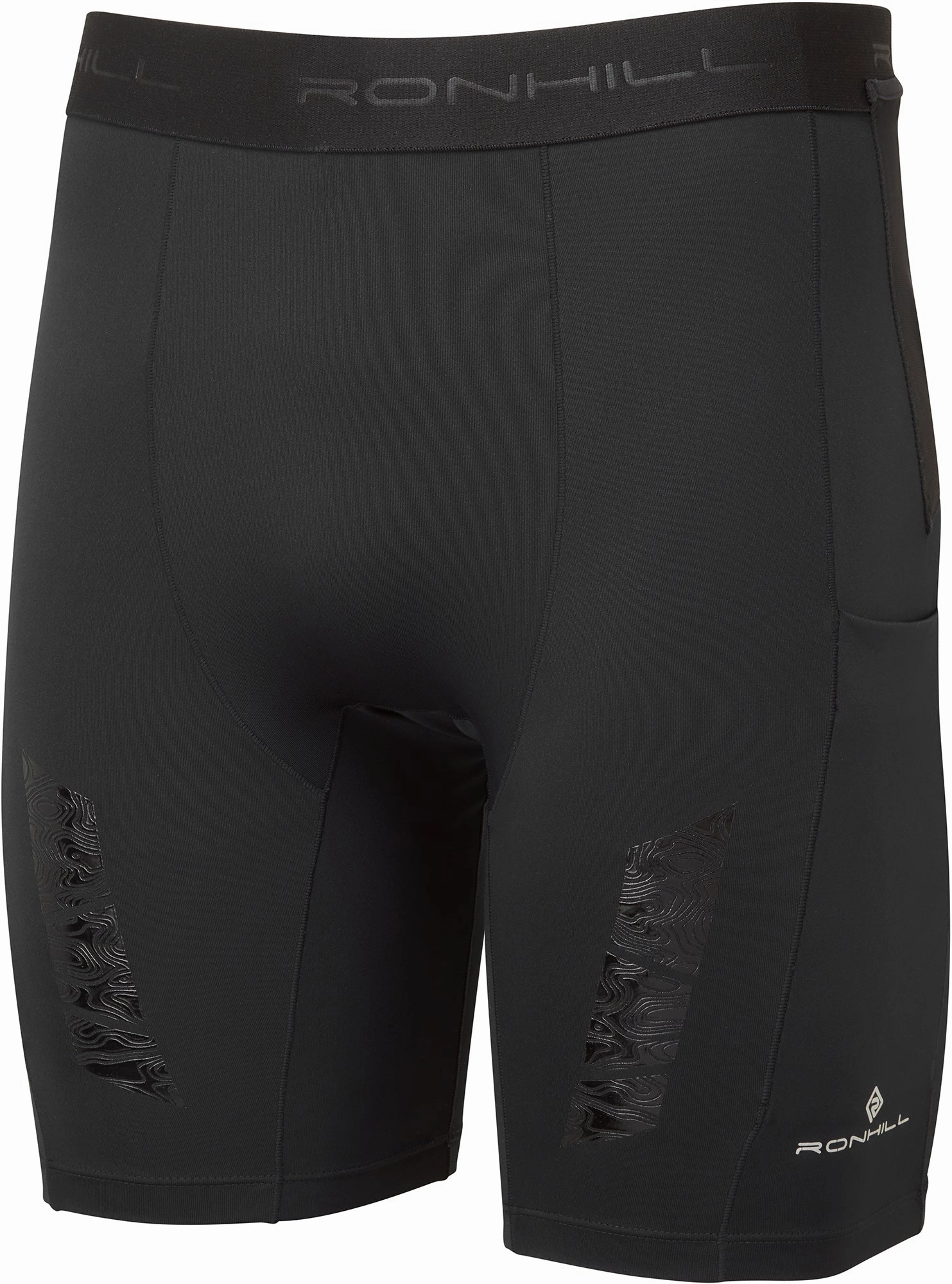 Ronhill Tech All Terrain 8 Inch Stretch Mens Short Running Tights - Black Balanced Fit Comfortable Waistband