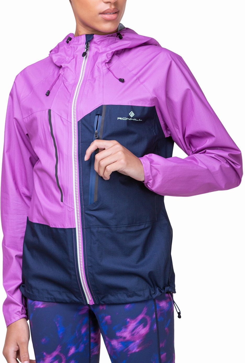Lipstick Full Zip Closure Ronhill Tech Fortify Waterproof Womens Running Jacket - Blue