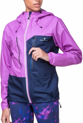 Lipstick Full Zip Closure Ronhill Tech Fortify Waterproof Womens Running Jacket - Blue