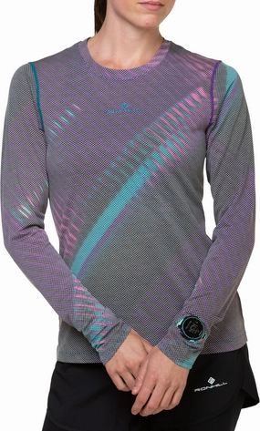 Metropolitan area Tweed Ronhill Tech Golden Hour Long Sleeve Womens Running Top - Purple