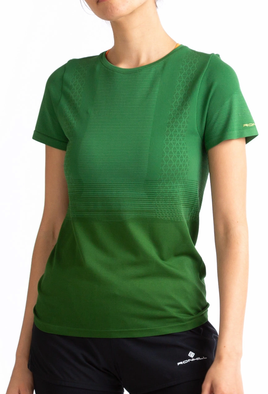 Ronhill Tech Marathon Short Sleeve Womens Running Top - Green Easygoing Wear