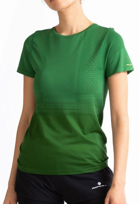 Ronhill Tech Marathon Short Sleeve Womens Running Top - Green Easygoing Wear