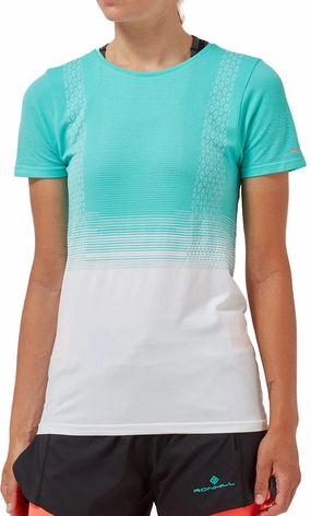 Stretch Knit Ronhill Tech Marathon Short Sleeve Womens Running Top - Green