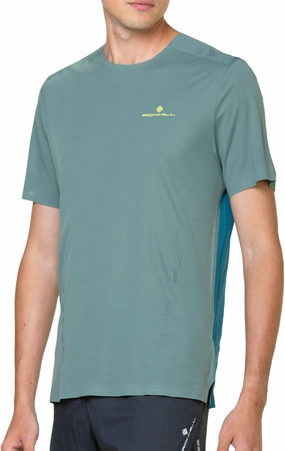 Ronhill Tech Race Short Sleeve Mens Running Top - Green Light Fit Daily Outfit Style
