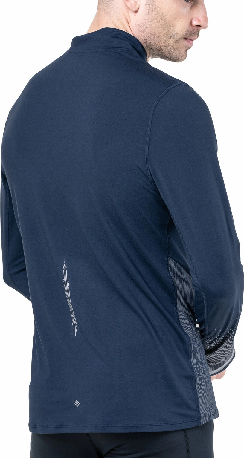 Ronhill Tech Reflect Half Zip Long Sleeve Mens Running Top - Blue Corduroy Tribal