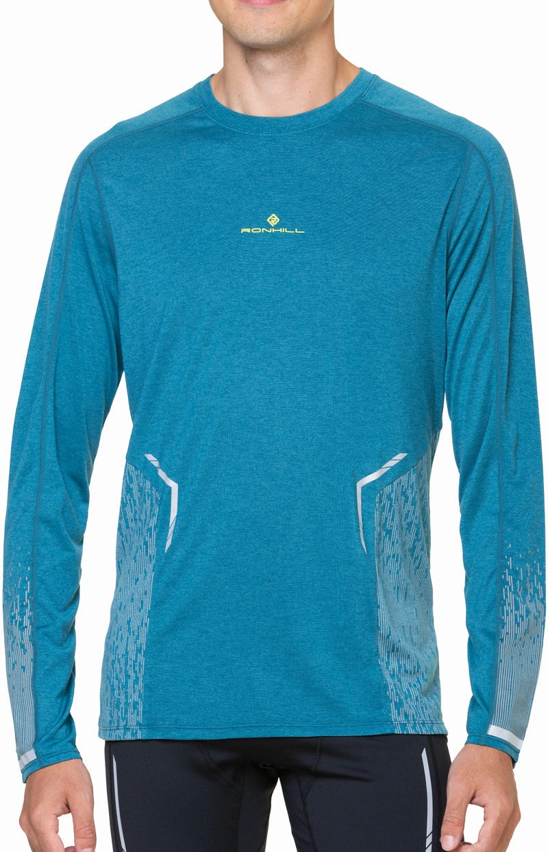 Ronhill Tech Reflect Long Sleeve Mens Running Top - Blue clean energy