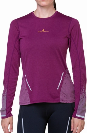 Lace Drawing Ronhill Tech Reflect Long Sleeve Womens Running Top - Purple