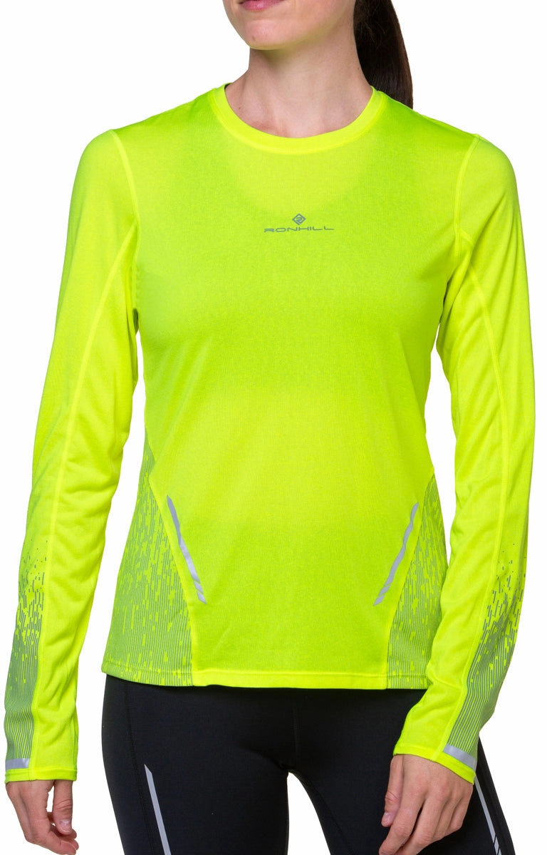 Ronhill Tech Reflect Long Sleeve Womens Running Top - Yellow wallet