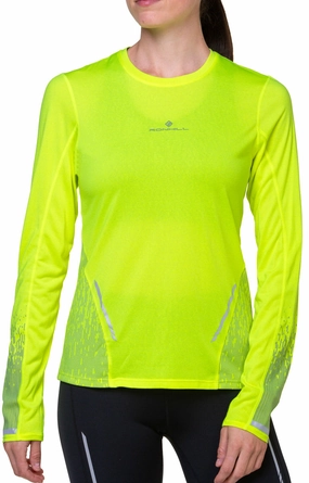 Ronhill Tech Reflect Long Sleeve Womens Running Top - Yellow wallet