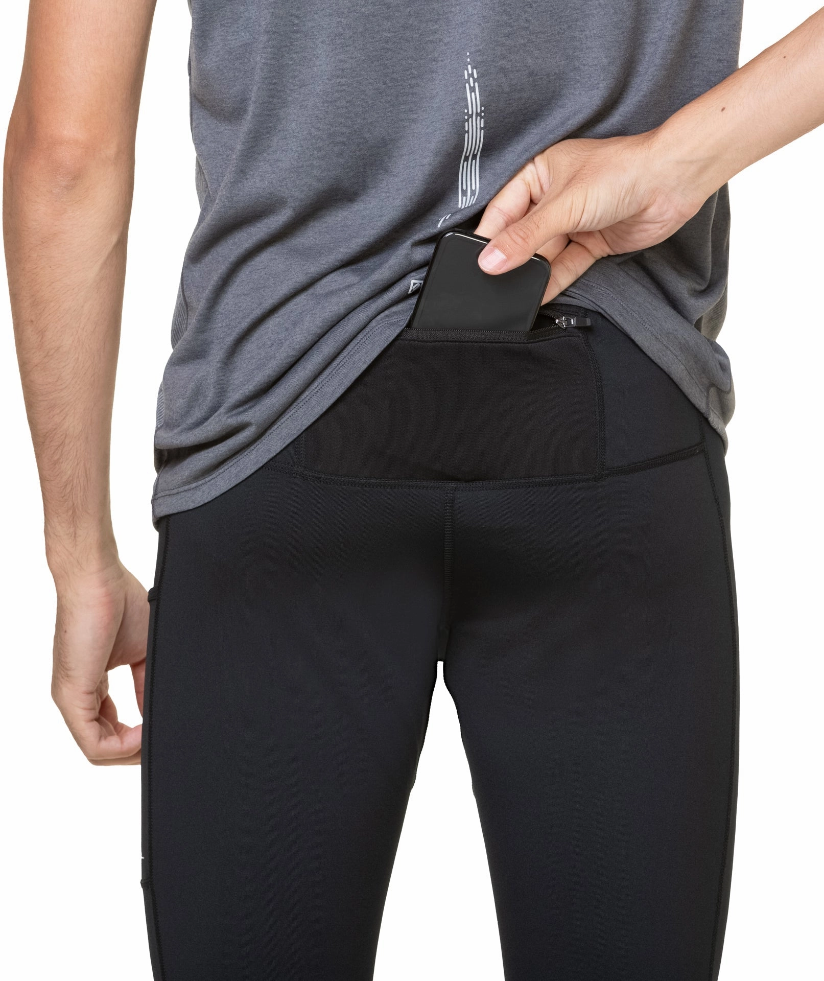 Yoga-attire Secure-fit-style-characteristic Ronhill Tech Reflect Mens Long Running Tights - Black