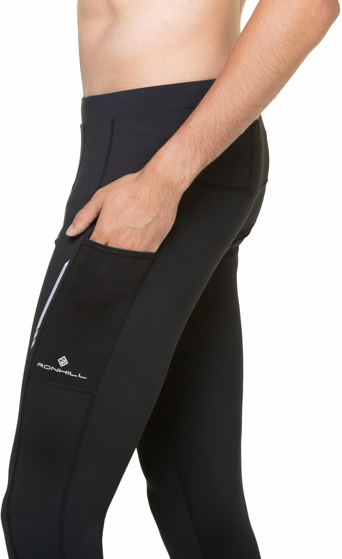 Ronhill Tech Reflect Mens Long Running Tights - Black Crossfit Zigzag