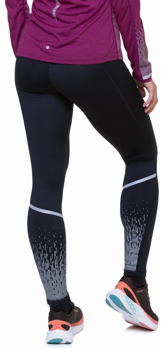 Ronhill Tech Reflect Womens Long Running Tights - Black Linen Flare-design