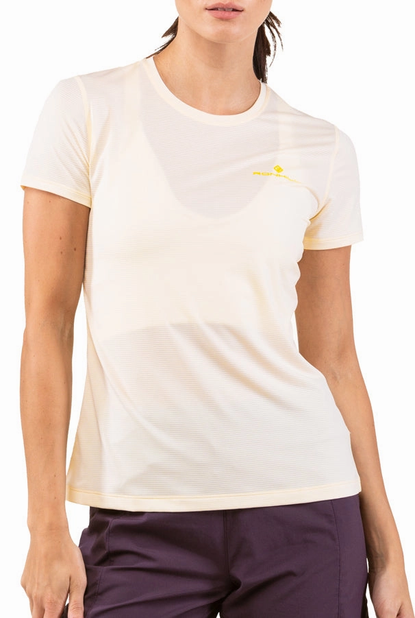 Smooth Jersey Texture Low Profile Silhouette Ronhill Tech Short Sleeve Womens Running Top - Cream