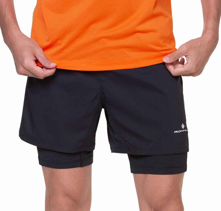 Ronhill Tech Twin 2 In 1 Mens Running Shorts - Black beauty industry