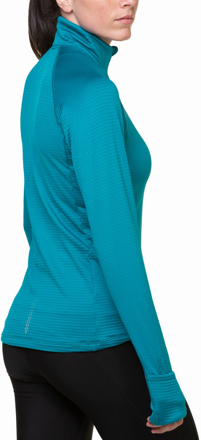 Ronhill Tech Winter Half Zip Long Sleeve Womens Running Top - Blue Button up Flexible Cuff Design