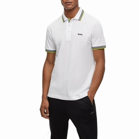Boss Paddy Cotton Pique Polo - White Tagless Design