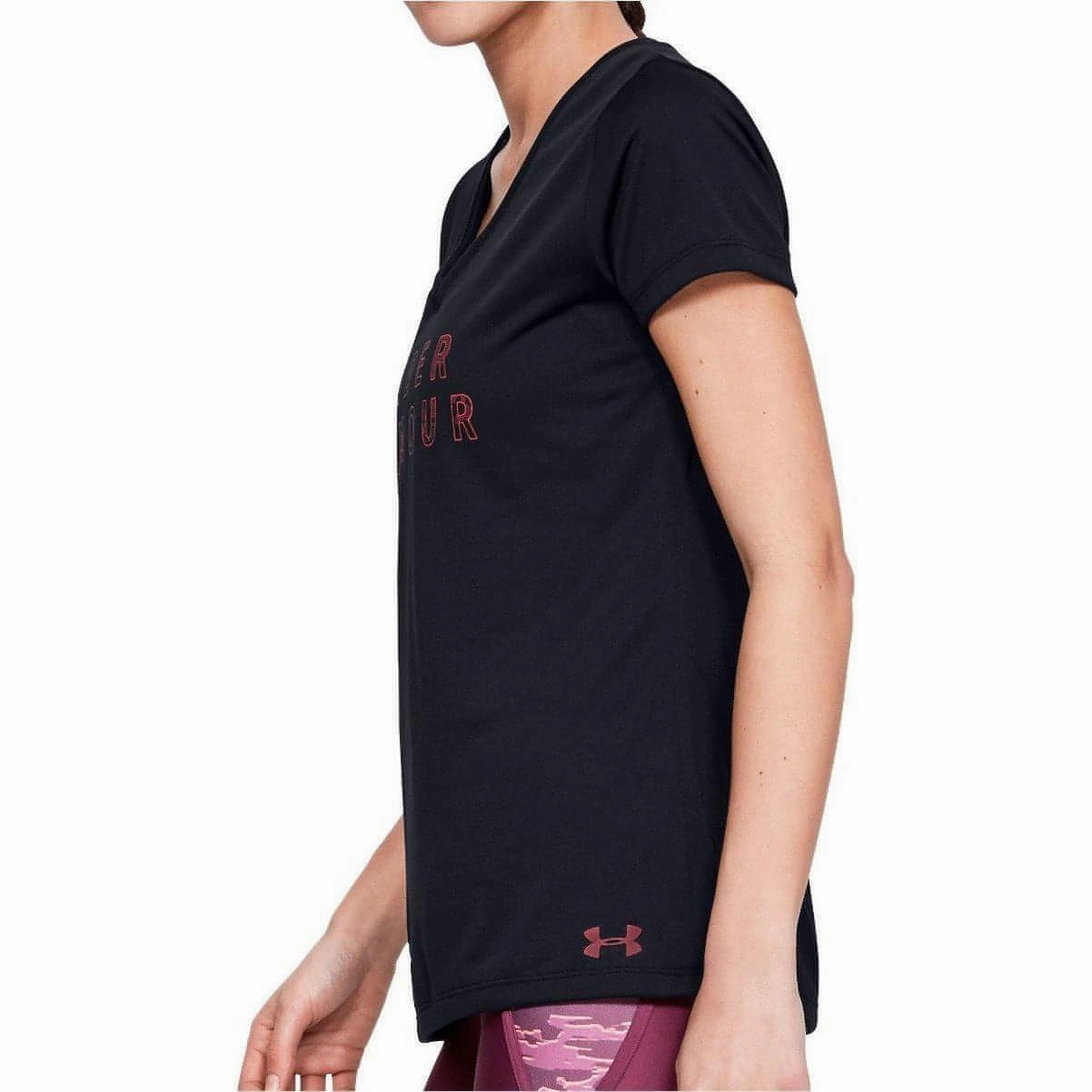Hero Glow AdjustableWaistband Under Armour Tech Graphic Short Sleeve Womens Training Top - Black