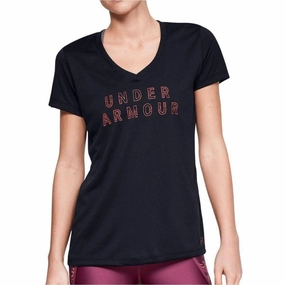 Under Armour Tech Graphic Short Sleeve Womens Training Top - Black ElasticFree