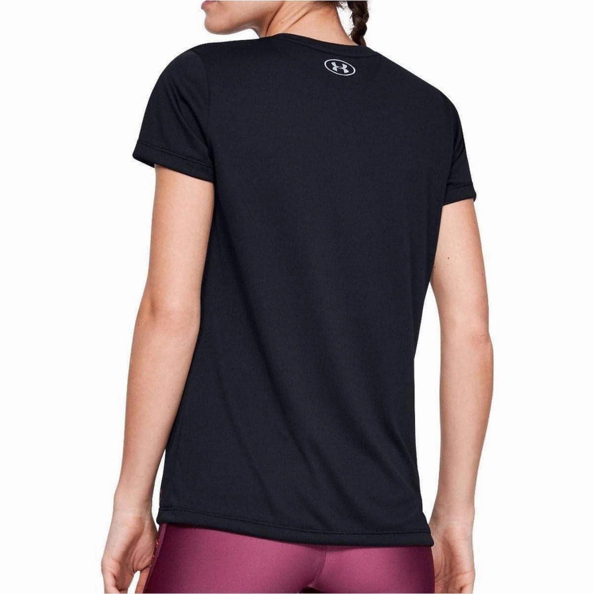 Under Armour Tech Graphic Short Sleeve Womens Training Top - Black Creative Glow AirflowOptimized
