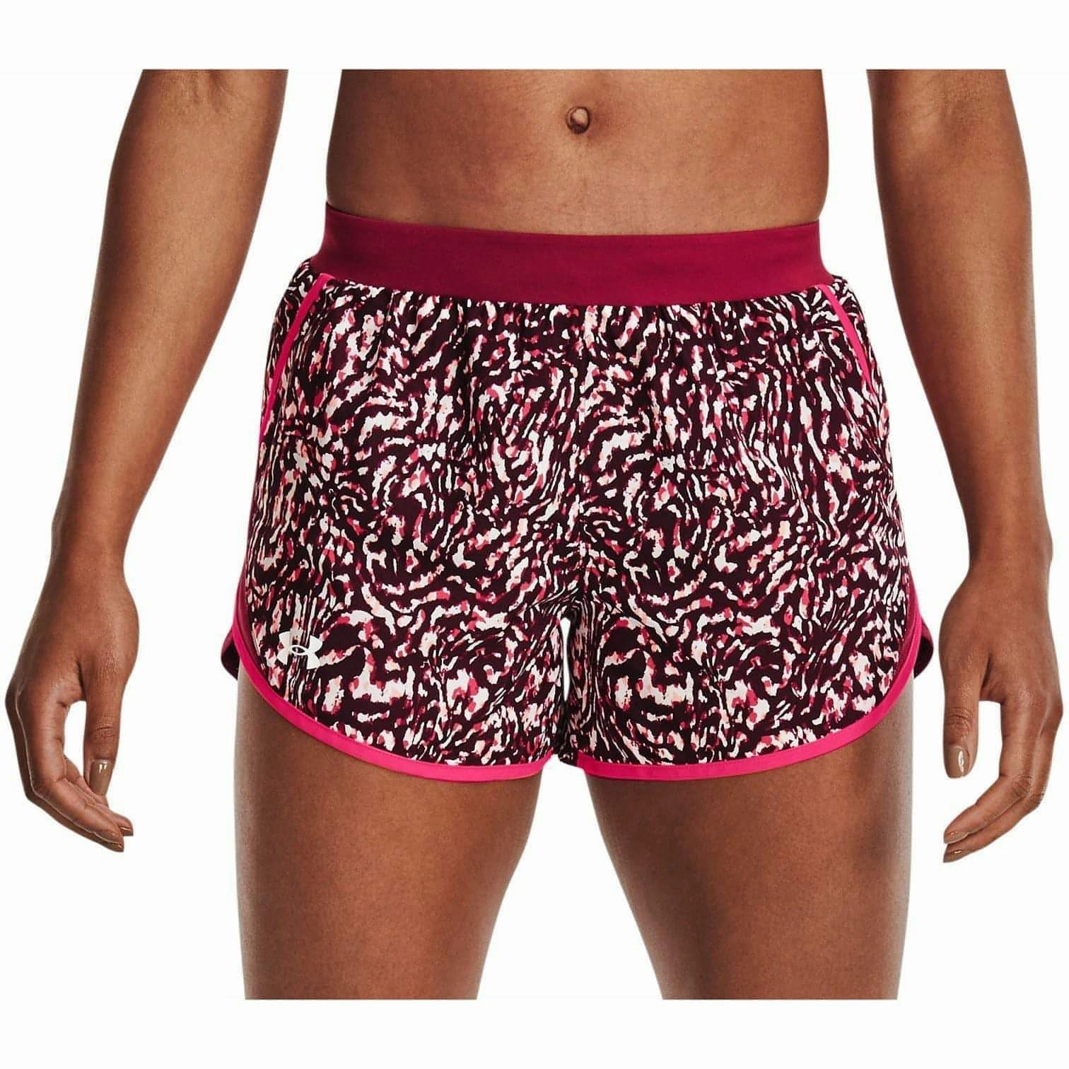 Under Armour Fly By 2.0 Printed Womens Running Shorts - Pink Anti Pilling Surface Treatment