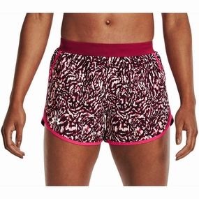 Under Armour Fly By 2.0 Printed Womens Running Shorts - Pink baseball uniform Mesh Fabric