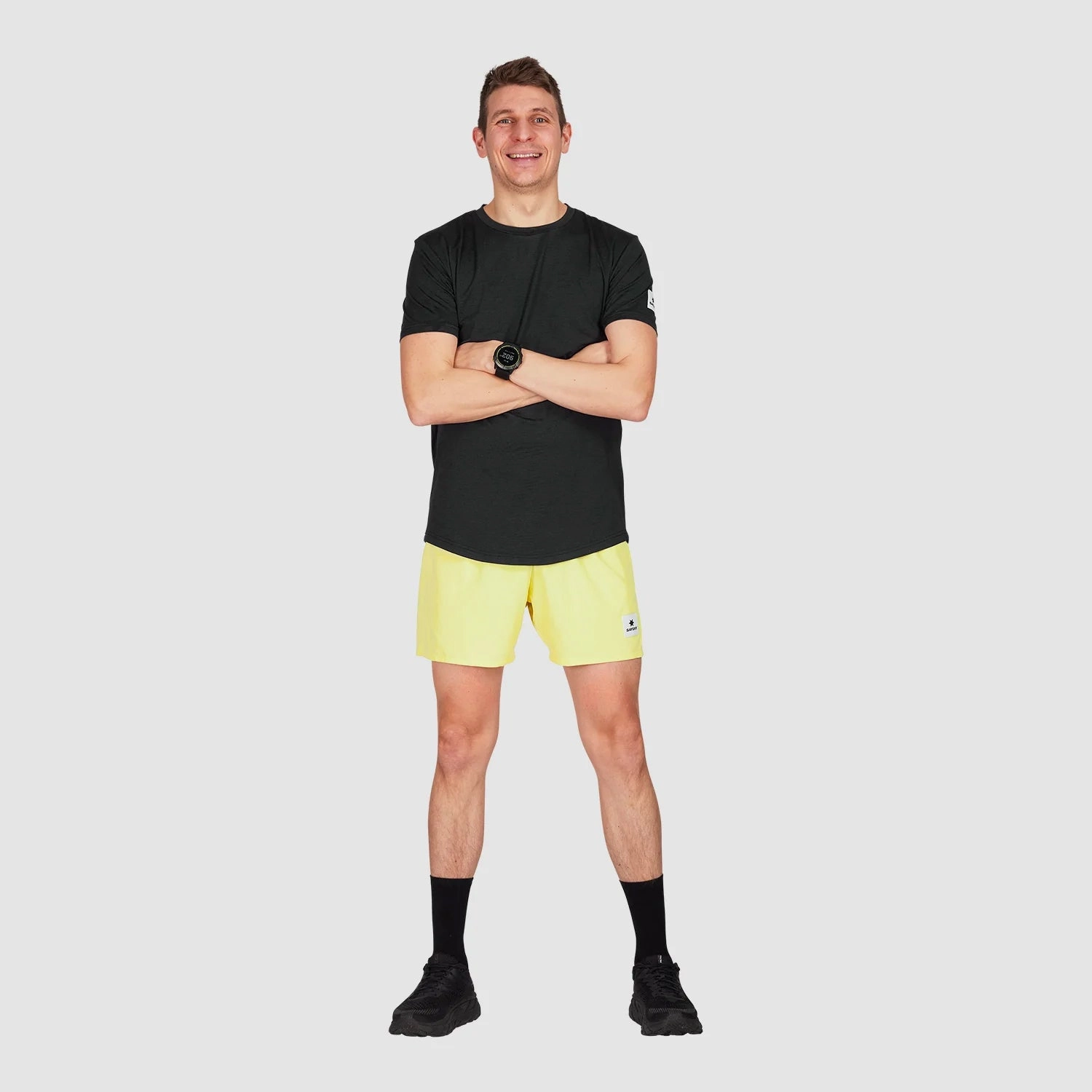 SAYSKY Men's Clean Pace Tee Black EcoFriendlyTextiles Tight Net