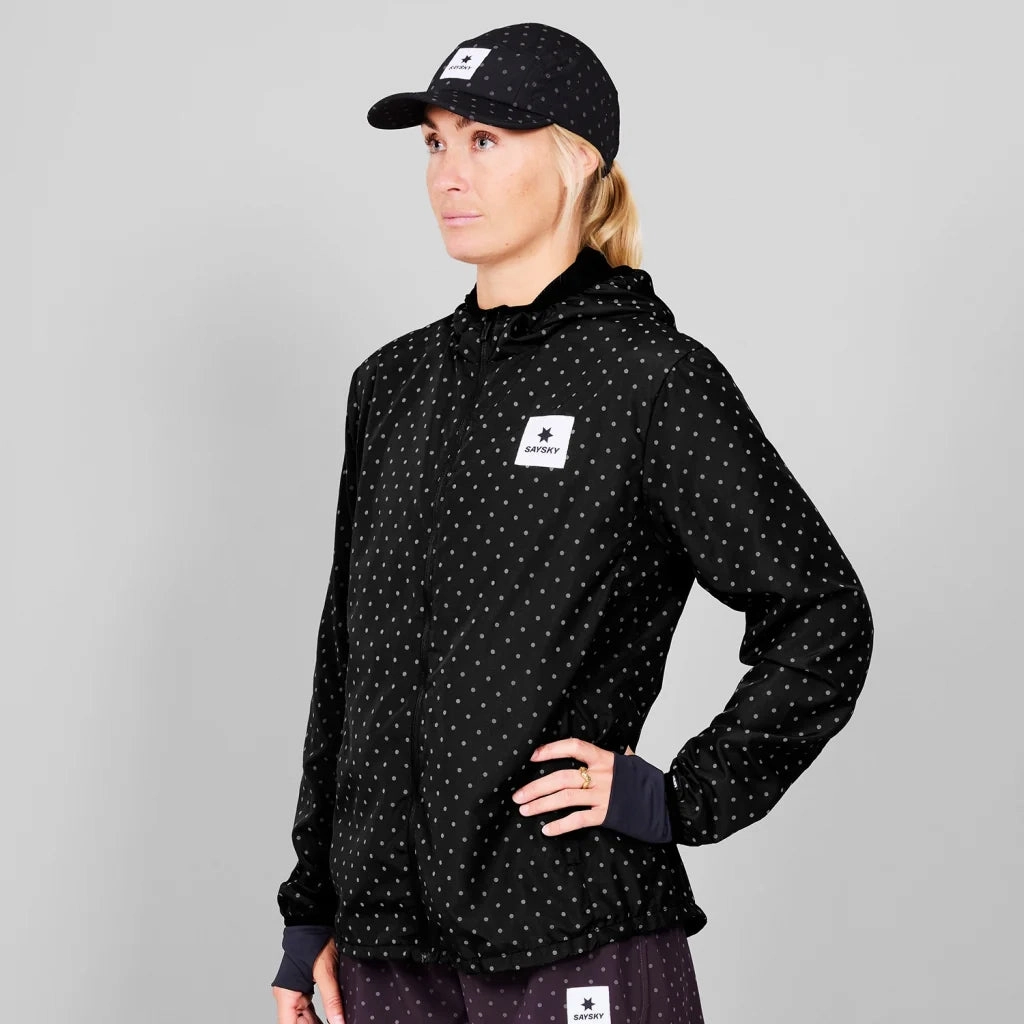 SAYSKY Women's Reflective Polka Blaze Jacket Black Web Glow Run Glow