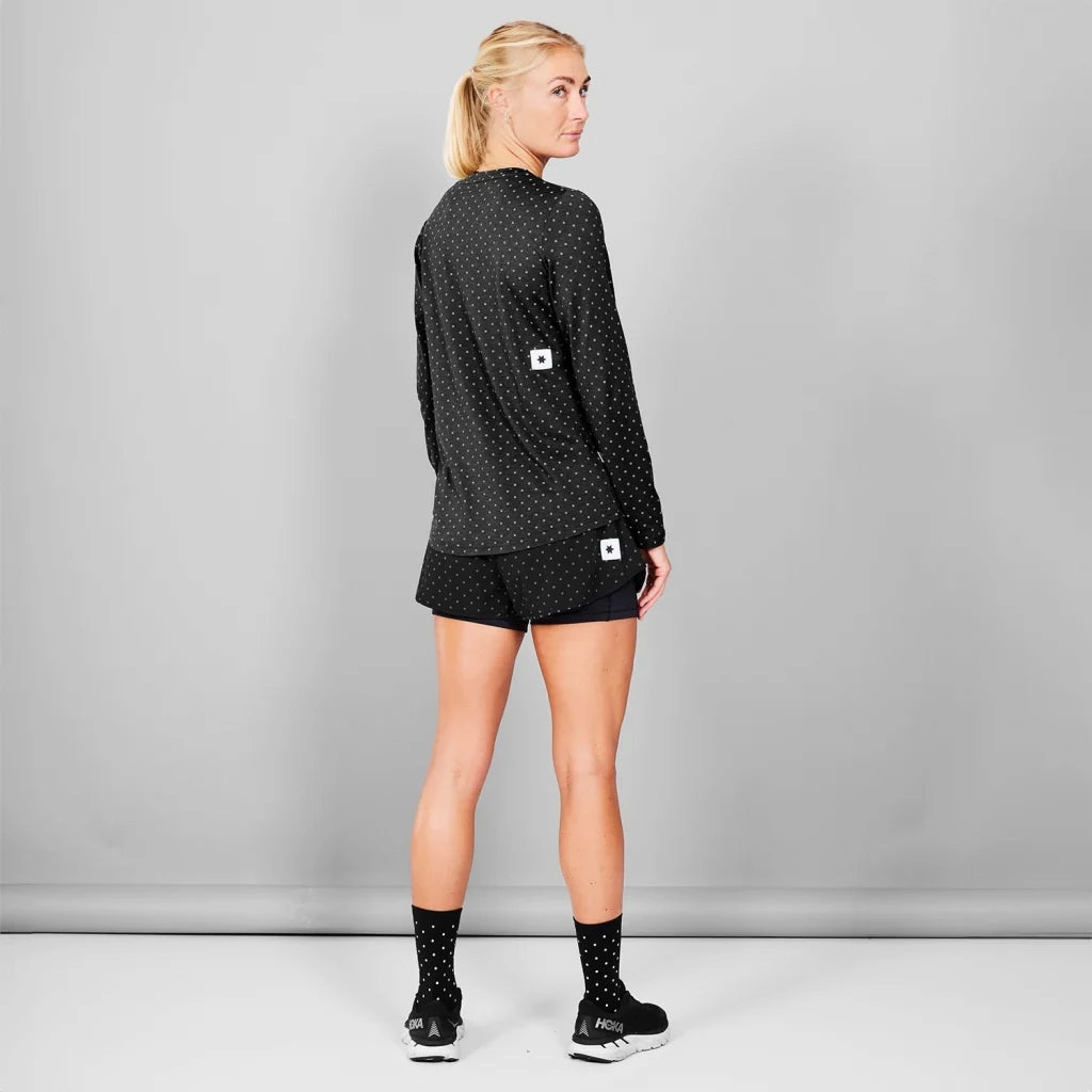 Teacher Chic Gloss Fit SAYSKY Women's Reflective Polka Pace Top Black