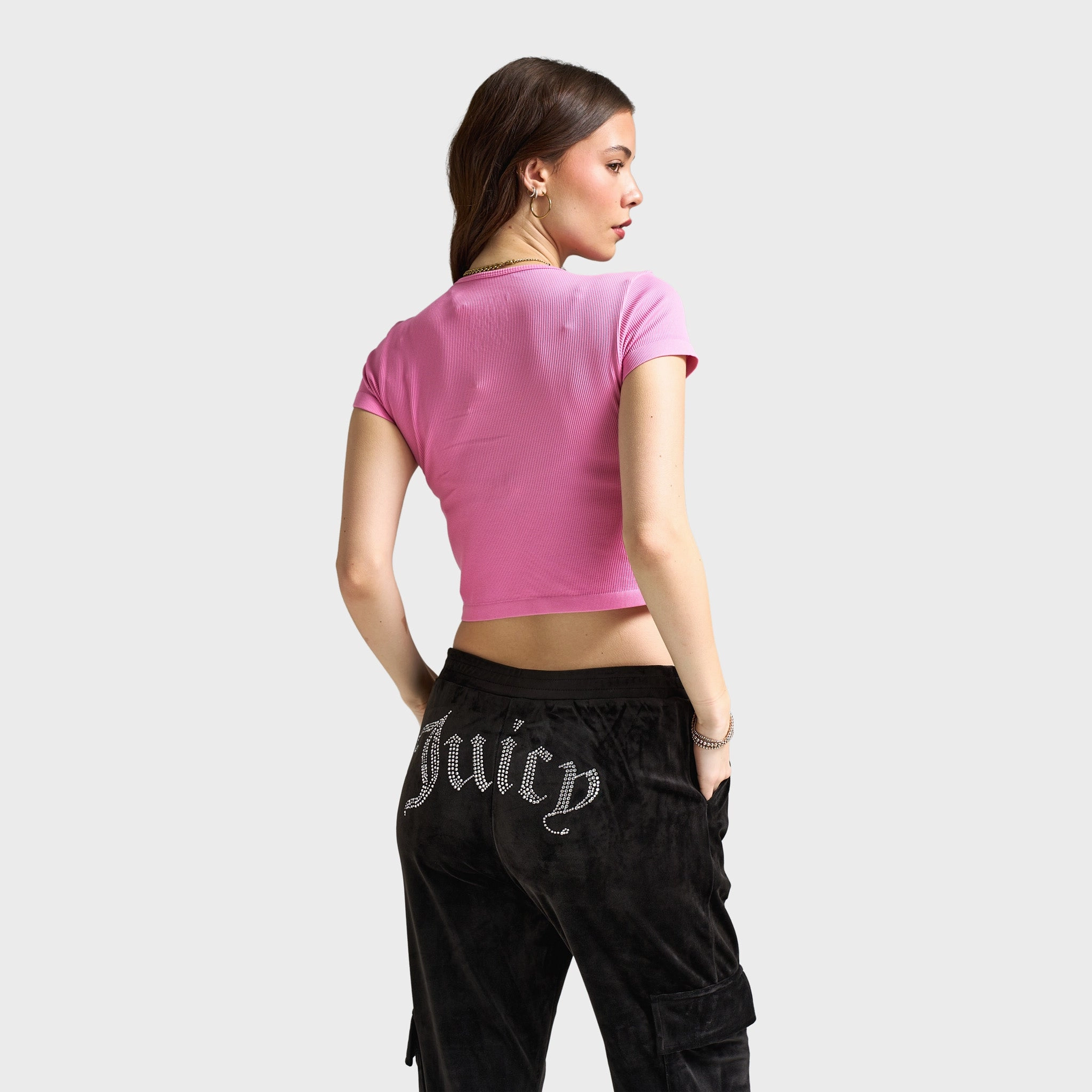 Juicy Couture Women's Seamless Baby Tee / Fanciful LayeredPaneling Royal Mode