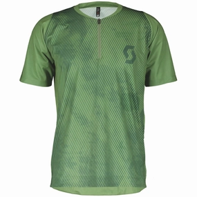 Scott Trail Vertic Zip Short Sleeve Mens Cycling Jersey - Green Fashion-Forward