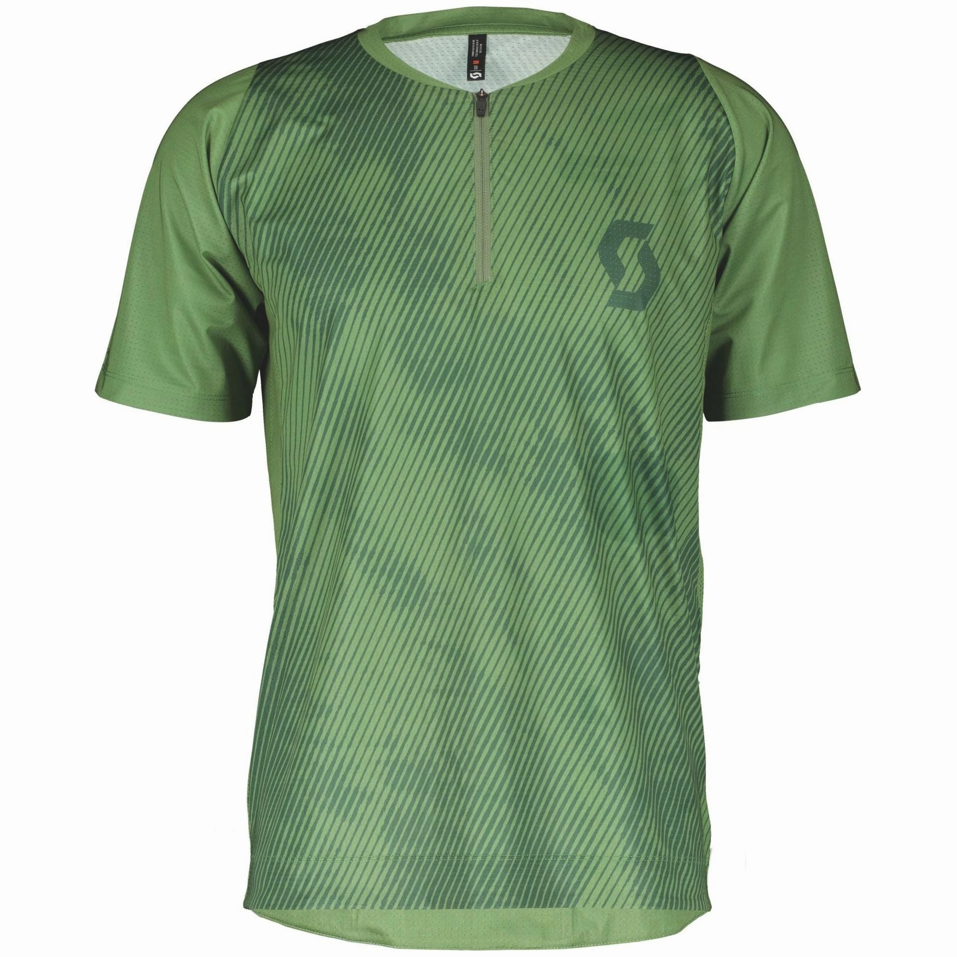 Energy Wear Anti-microbial Scott Trail Vertic Zip Short Sleeve Mens Cycling Jersey - Green