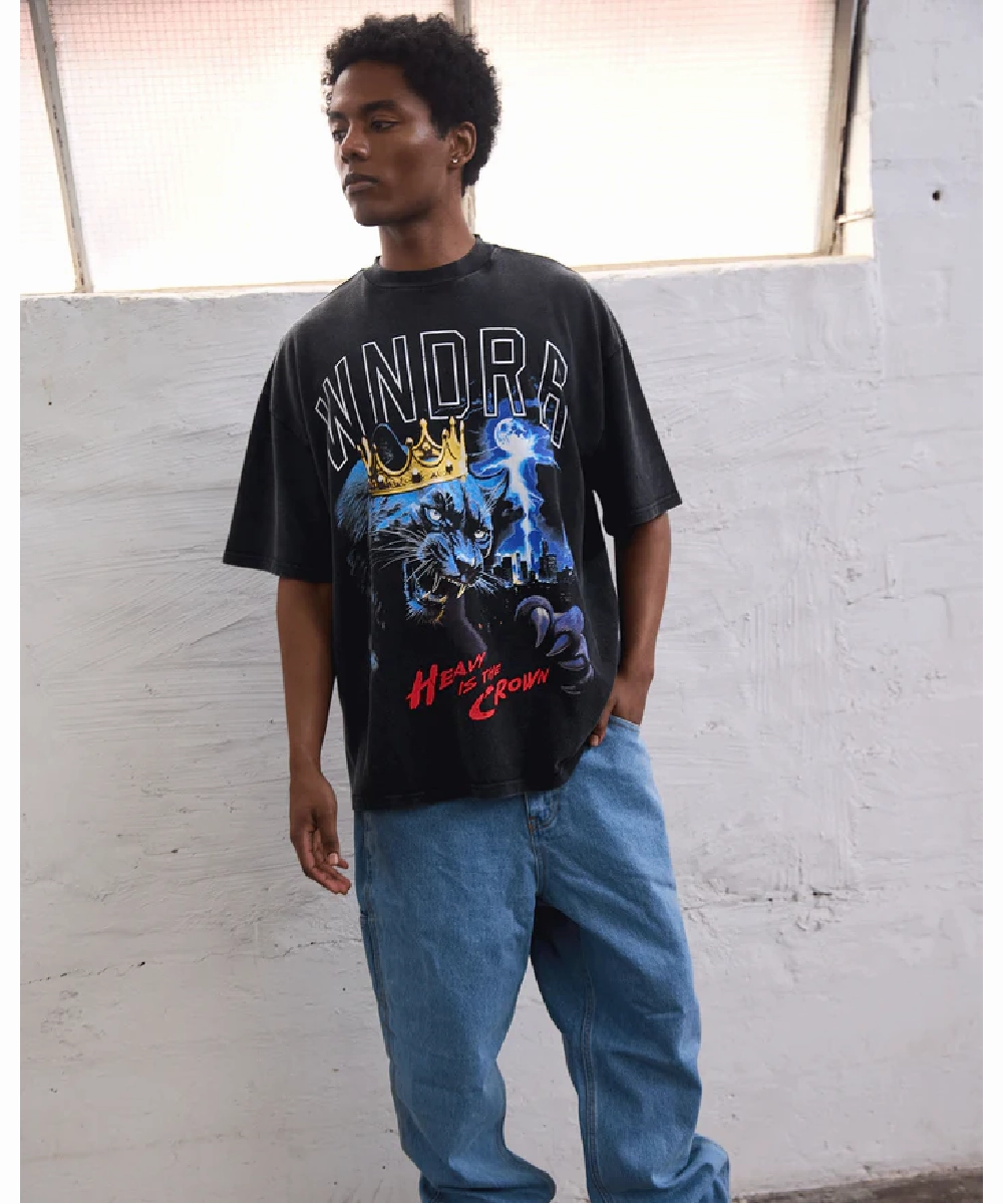 WNDRR Monarch Heavy Weight Tee (Washed Black) Ocean Air