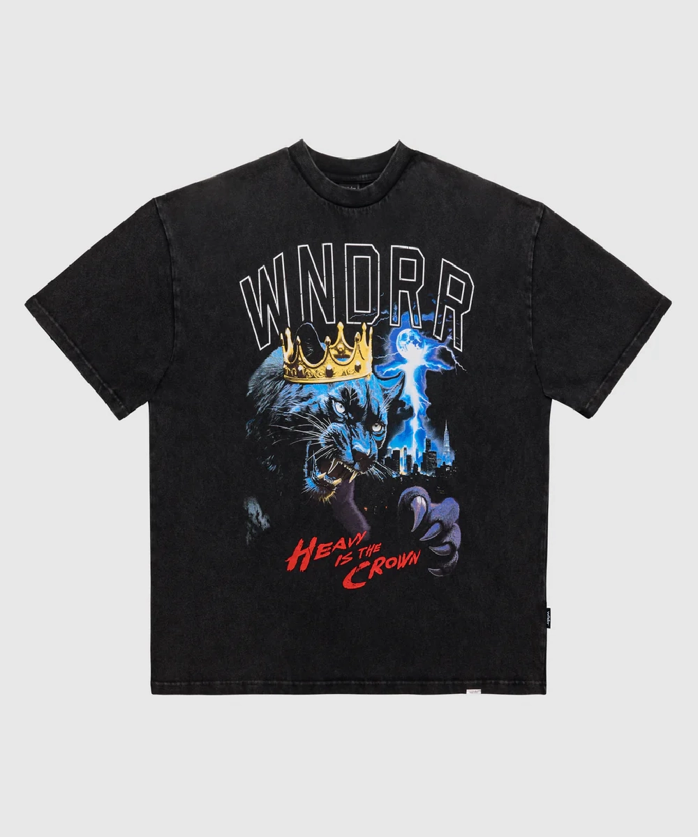 WNDRR Monarch Heavy Weight Tee (Washed Black) SlipResistantHem